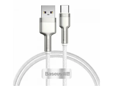 Baseus Cafule Cable USB-C to USB-A 66W, 1m. with Nylon Weave, Silver / White