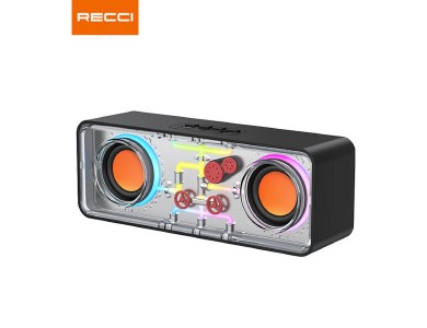 Recci RSK-W38 Space Station, Wireless Speaker Bluetooth 5.3, 10W, with RGB Lighting, Black - OPEN PACKAGE