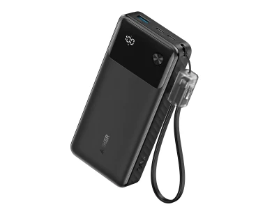 Anker Powercore Power Bank 20.000mAh, 30W, με Θύρες USB-A & USB-C & Lanyard Καλώδιο USB-C, Black