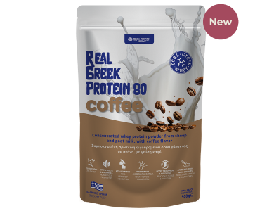 Real Greek Whey Protein 80 Coffee, Αιγοπρόβεια Πρωτεΐνη 72% Ορού Γάλακτος με Γεύση Καφέ 500g