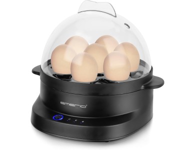 Emerio Egg Boiler, 7 Egg Boiler 350W with 3 Boiling Levels and Voice Alerts, Black