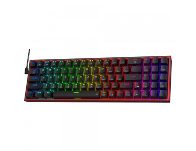 Redragon K628-RGB Pollux Gaming Μηχανικό Keyboard with Red Hot-Swappable Switches & RGB Light, Black