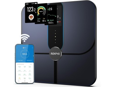 Renpho Elis Nova, Smart Body Scale, with 18 Health Indications & Fitness APP via WiFi, Black