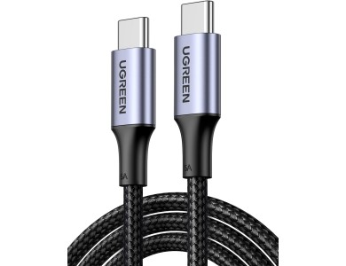 Ugreen USB-C to USB-C Cable 1m. with Nylon weave and Aluminum Contacts Support PD3.0/QC4.0/FCP & 5A / 100W, Black