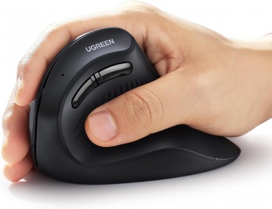 Ugreen Wireless Vertical Ergonomic Mouse, 1000 / 1600 / 2000DPI / 4000, 5 Πλήκτρων, Dual Mode (Bluetooth & 2.4G), Μαύρο